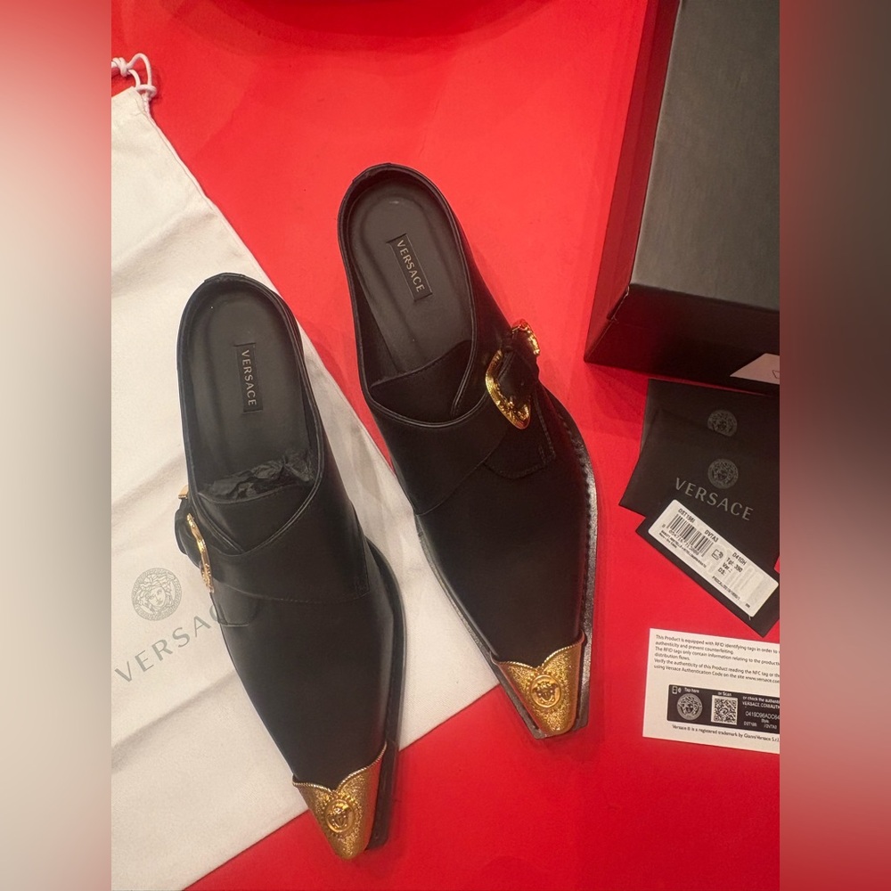 Authentic Versace Women’s Black Western Loafers/Mules